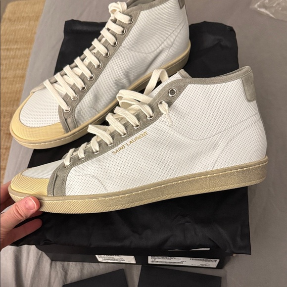 SAINT LAURENT White and Gray High-Tops, BRAND NEW! EU 43,5 paid 1200$ Authentic - Picture 5 of 13